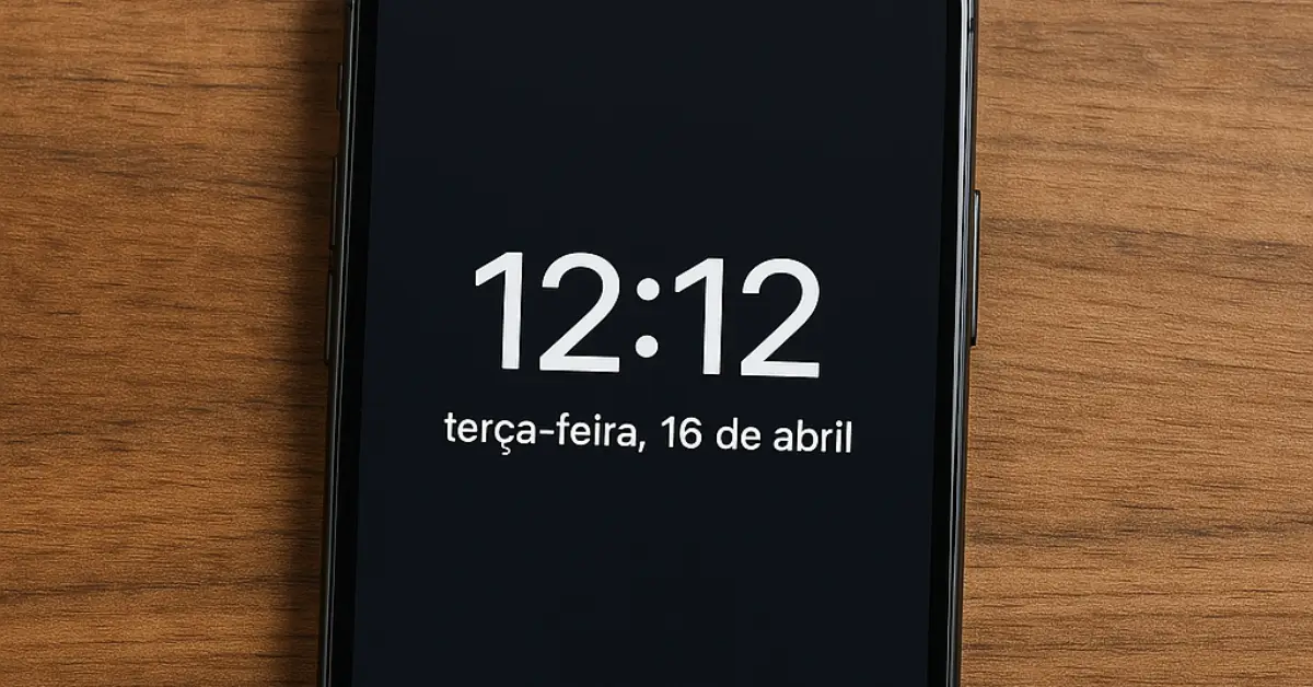 celular na mesa com horas iguais 1212
