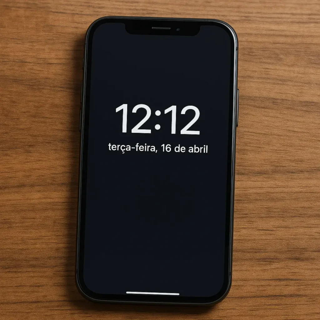 celular na mesa com horas iguais 1212